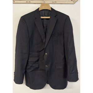 Hugo Boss Mens Black Two-Button Blazer Jacket Wool Blend Fully Lined Size 40